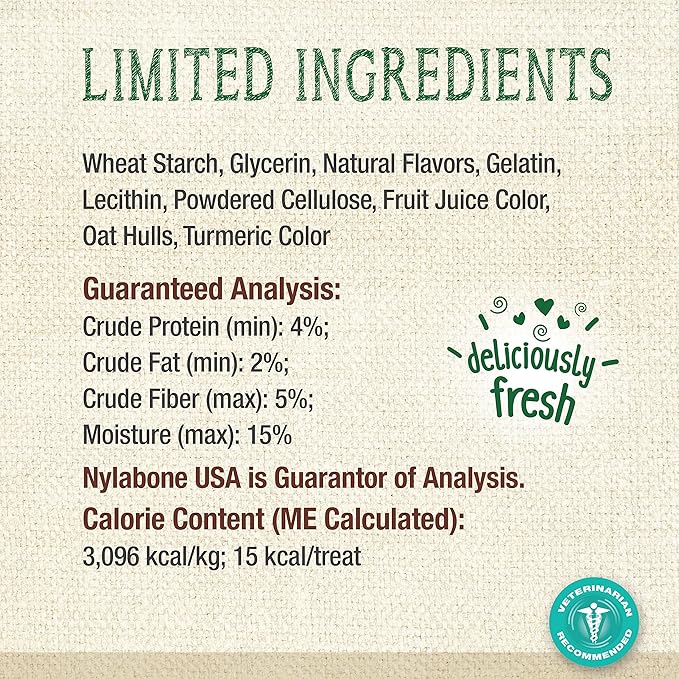 Nylabone Nutri Dent Natural Dental Chews for Dogs, Limited Ingredient Dog Treats Made in the USA, Clean Teeth & Fresh Breath, Healthy Dog Chews, Fresh Breath Flavor, For X-Small Dogs, (78 Count)