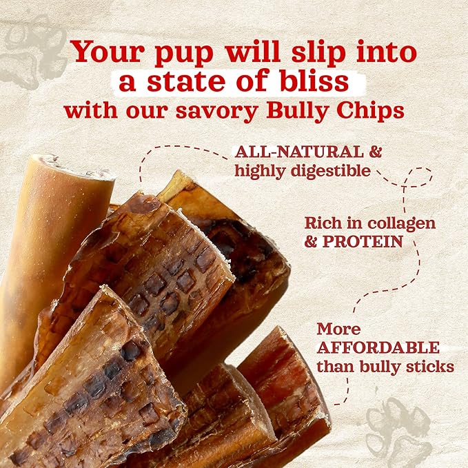 Natural Farm Bully Chips (9-12 Inch, 16 Oz.), Digestible Beef Cheek from Grass-Fed Cows, Non-GMO, Grain-Free, Natural Long-Lasting Dog Chews for Small, Medium & Large Dogs, Great Rawhide Alternative