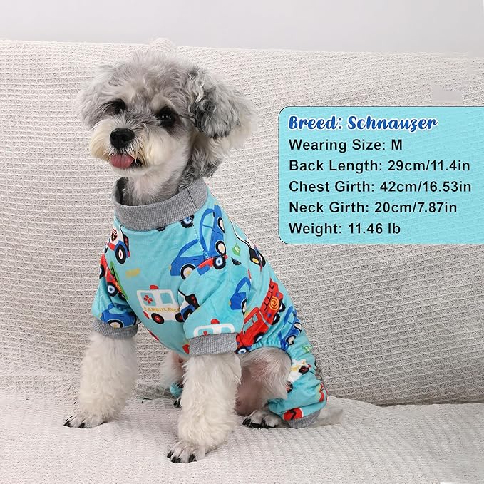 Dog Pajamas Soft Lightweight Dog Onesies Outfit Clothes for Small Medium Large Puppy Pjs for Pet Boys Girls Dogs Cats (M (Back: 12",Chest: 16", Neck:10.2"), Transportation)