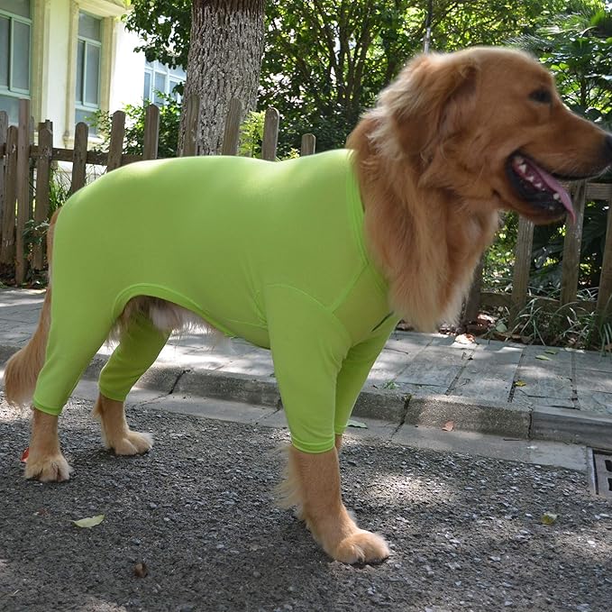 Lovelonglong Four Feet Dog Lightweight Pajamas, Pure Cotton Dog Jumpsuits 4 Legs Dog Onesies T-Shirt Stylish PJS Puppy Costume for Large Medium Small Dogs Green XS