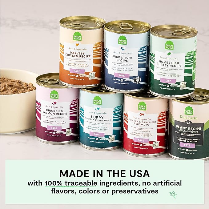 Open Farm Canned Dog Food, Plant Based Pate for Complete & Balanced Nutrition, Non-GMO Ancient Grains, Lentils and Vegetables, Plant Based Recipe, 12.5oz Cans (Pack of 12)
