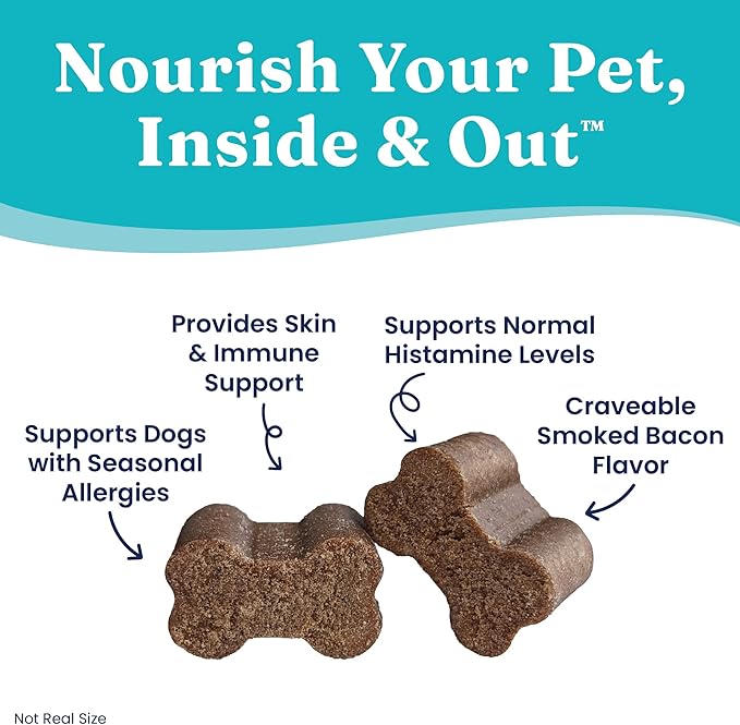Solid Gold Dog Allergy Relief Chews - Dog Itching Skin Relief & Seasonal Allergies Support - Alaskan Salmon Oil for Dogs Skin, Coat & Immune Support - Bacon Flavor Soft Allergy Chews for Dogs -120ct