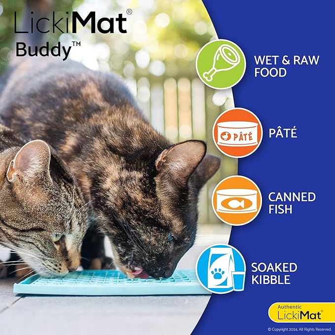 LickiMat Classic Buddy, Cat Slow Feeder Lick Mat, Boredom Anxiety Reducer; Perfect for Food, Treats, Yogurt, or Peanut Butter. Fun Alternative to a Slow Feed Cat Bowl or Dish, Pink