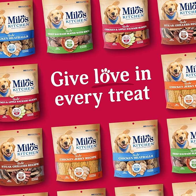 Milo's Kitchen Homestyle Dog Treats, Chicken & Apple Sausage Slices, 18 Ounce, High Protein, No Artificial Flavors