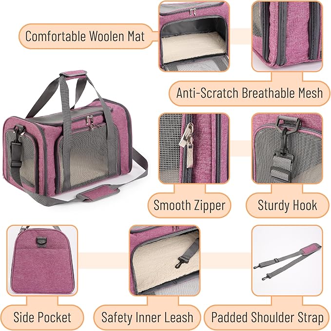 Mr. Pen- Pet Carrier, Pink, Soft-Sided Cat & Dog Carrier, Bag for Travel