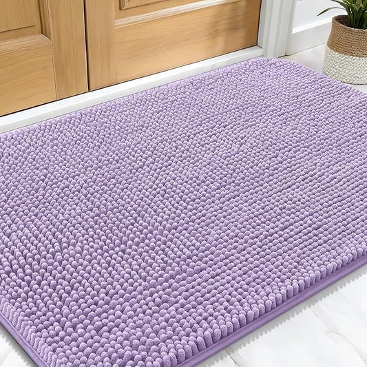 OLANLY Dog Door Mat for Muddy Paws 30x20, Absorbs Moisture and Dirt, Absorbent Non-Slip Washable Doormat, Quick Dry Chenille Mud Mat for Dogs, Entry Indoor Entryway Carpet for Inside Floor, Lavender