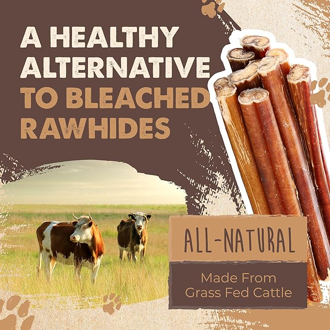 Mighty Paw Naturals Bully Sticks for Dogs - Grass Fed Beef Dog Chews. Pets Stick for Large Dogs, Medium and Small Breeds. Lower Odor Bully Treats for Small Pets. Single Ingredient (6" - 25 Pack)