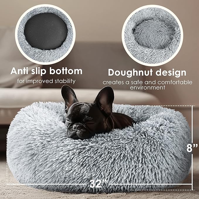 Dog Beds Large Sized Dog and Cats, 32in Pet Beds for Large Pet, Washable Indestructible Extra Large (Light Grey)