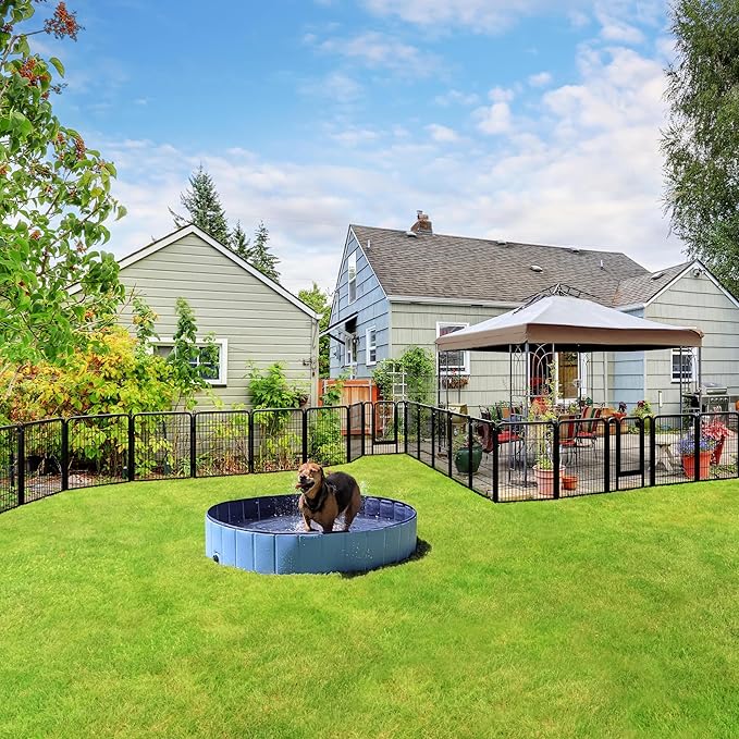 Yaheetech Dog Playpen Outdoor, 32 inch 32 Panels Dog Pen Indoor Heavy Duty Puppy Exercise Pen Metal Pet Fence for RV Camping/Yard/Garden