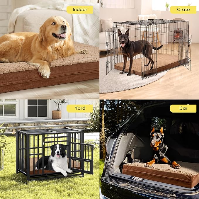 Sytopia Washable 41" Dog Crate Bed for Small, Medium, Large Dogs – Double-Sided Plush, Waterproof, Removable Cover, Thick Orthopedic Support, Durable Comfort Clearance Indoor Flat Dog Bed