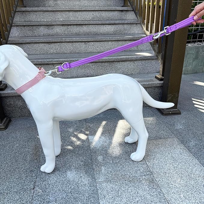Double Ended Dog Leash,for Obedience Training Easy to Use,Lightweight,Soft for Large and Medium Dogs (Purple, 1M*2.5CM)