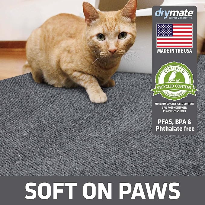 Drymate Cat Litter Trapping Mat, (Ridged Design), Traps Litter & Mess from Box, Soft on Kitty Paws, Absorbent, Waterproof, Urine-Proof, Machine Washable, Durable, (USA Made) (20" x 28")