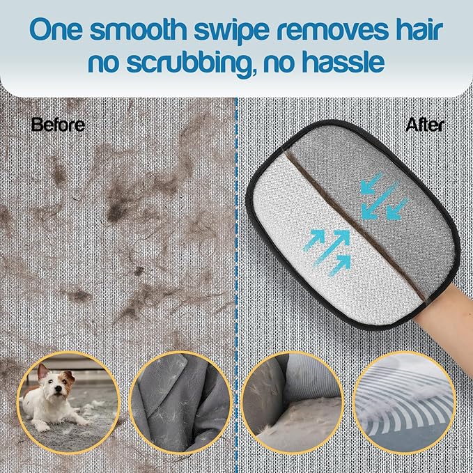 Upgraded Pet Hair Removal Glove for Dogs & Cats, Reusable 5-Finger Electrostatic Magic Brush, Pet Hair Remover Tool for Laundry,Couch,Bed, Carpet,Car Seat,1PCS