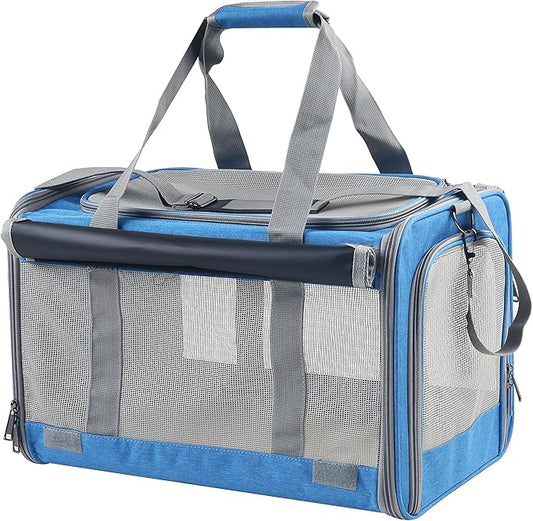 Large Cat Carriers Dog Soft Sided Carriers Cat Soft Sided Carriers Airline Approved Kitten Carrier Reptile Carrier Squirrel Carrier Guinea Pig Carrier(Large_Blue)