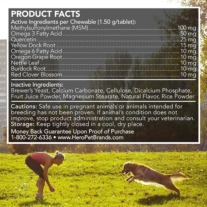 Vet's Best Healthy Coat Shed & Itch Relief for Dogs, Relieve Dogs Skin Irritation and Shedding Due to Seasonal Allergies or Dermatitis, 150 Chewable Tablets