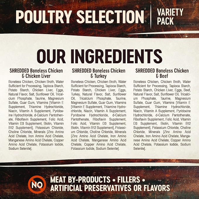 Wellness CORE Signature Selects Shredded Adult Wet Cat Food, Natural, Protein-Rich, Grain Free, 2.8 Ounce, 8 Pack (Poultry Variety Pack)