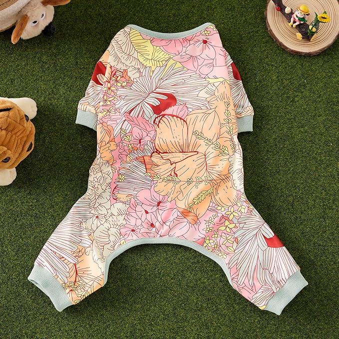 Dog Pajamas Onesie for Small & Medium Dogs - Polyester, Cozy, Wrinkle-Resistant Four-Legged Apparel (Light Brown, Small)