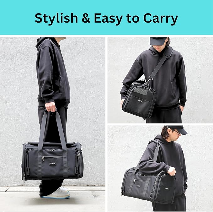 Crash-Tested Dog Carrier & Small Dog Car Seat (Test with FMVSS 213b - 5 Star Safety Rated by CPS) | Cat Carrier Soft - Expandable, Zipper Locks, Fan Pocket | Best for Safe Travel - For Pet Up to 13lbs