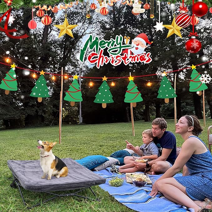 unp Foldable Dog Bed Pop up - 36 x 36 x 10 inch Elevated Pet Cot Outdoor Breathable - Removable Plush Pad & Carrying Bag Raised Dog Camping Bed (Grey, L PRO)