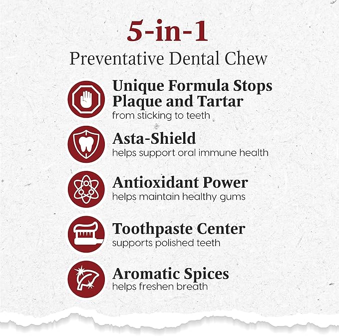 ARK NATURALS Protection Plus Brushless Toothpaste for Medium Breeds, 18 oz Bag, Dog Dental Chew with Toothpaste Center, Prevent Plaque & Tartar, Freshen Breath