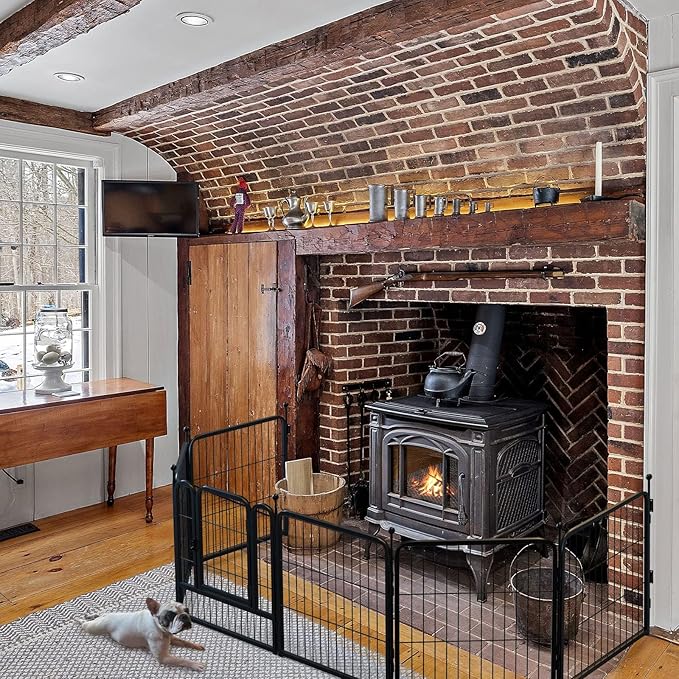 FXW Homeplus Unleashed Indoor Dog Playpen - Stress-Free and Safe Play, Heavy Duty 40 Inch 8 Panels with Fence-to-Wall Anchor (Pack of 4) for Medium and Large Dogs, Black│Patented