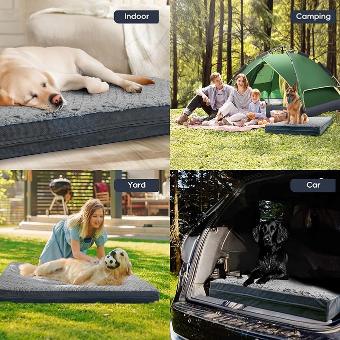 Sytopia Washable 36" Dog Bed for Large Dogs – Double-Sided Plush, Waterproof, Removable Cover, Thick Orthopedic Support, Durable Multi- Size Comfort Clearance Indoor Flat Dog Bed