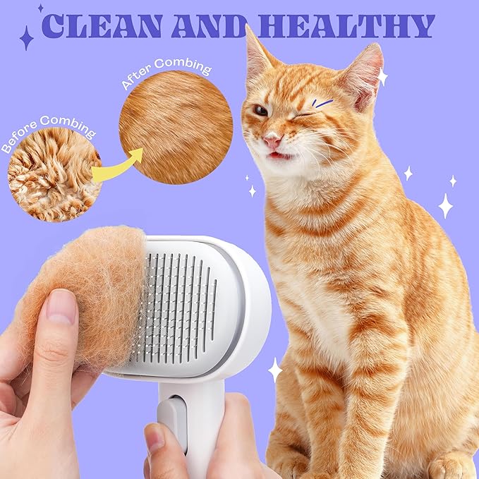 Cat Steam Brush, 3 in 1 Pet Hair Removal Tool, Self Cleaning Steamy Cat Brush for Massage, Dog Brush for Shedding, Cat&Dog Hair Remover