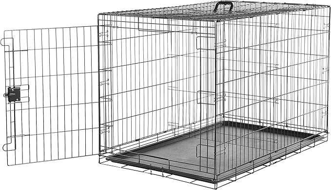 Amazon Basics Durable, Foldable Metal Wire Dog Crate with Tray, Single Door, 48 x 30 x 32.5 in, Black