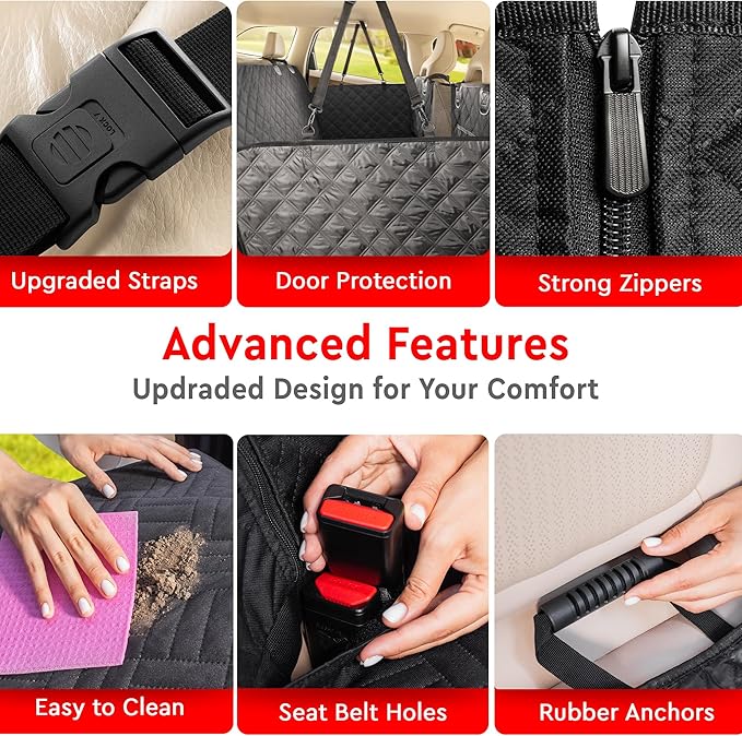 Helteko Back Seat Extender for Dogs - Premium Car Seat Cover with Hard Bottom Holds 400 lbs, Waterproof Hammock for Pet (Black L, for Cars/Mid-Size SUV/Small Truck)