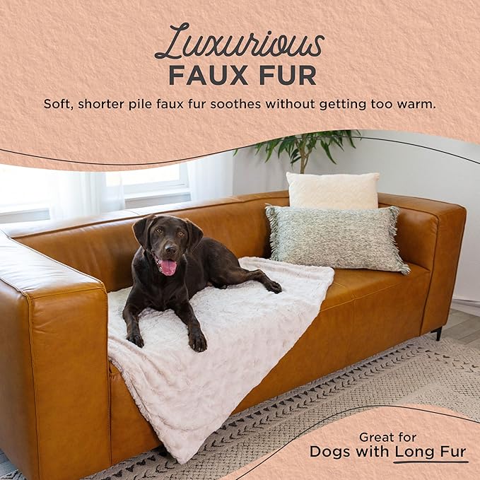 Best Friends by Sheri Calming Lux Dog Blanket – Ultra Soft Faux Fur Pet Throw, Anxiety-Relief, Lightweight Warm Bed Cover for Dogs and Cats, Machine Washable, Oyster Cream, 40" x 50"