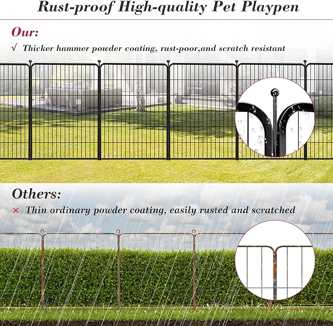 Dog Playpen, 40 inch 8 Panels Dog Fence Outdoor Heavy Duty Dog Pen for Large/Medium/Small Dogs, Indoor Puppy Playpen with Door Portable Pet Fence for RV Camping, Yard