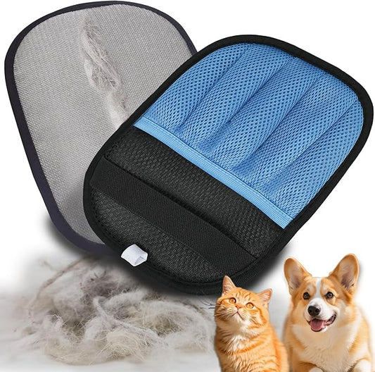 Five-Finger Pet Hair Removal Glove, Electrostatic Dog and Cat Hair Remover, Resuable and Washable Pet Hair Cleaning Tool for Furniture, Couch, Clothes, Carpet, Bedding...Blue, 1 Piece