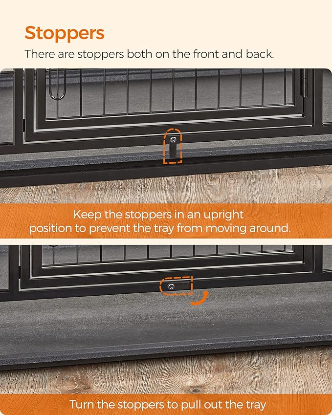 Feandrea 42.1 Inch Heavy Duty Dog Crate, Metal Escape Proof Kennel with Double Doors and Convenient Feeding Door, Removable Tray, Easy to Clean, XL Pet Crate for Large and Medium Dogs, Black