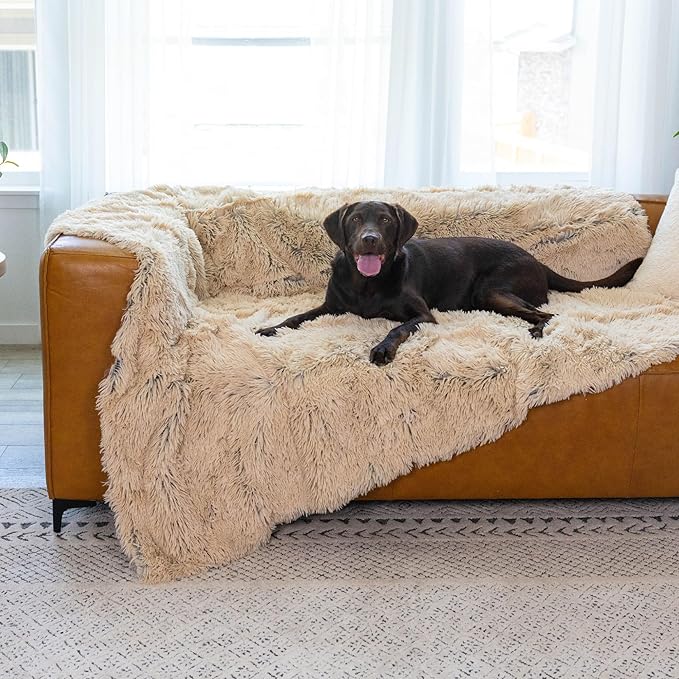 Best Friends by Sheri Calming Shag Cat and Dog Blanket with Non-Skid, Water Resistant Base, Machine Washable, Taupe, 60" x 80"