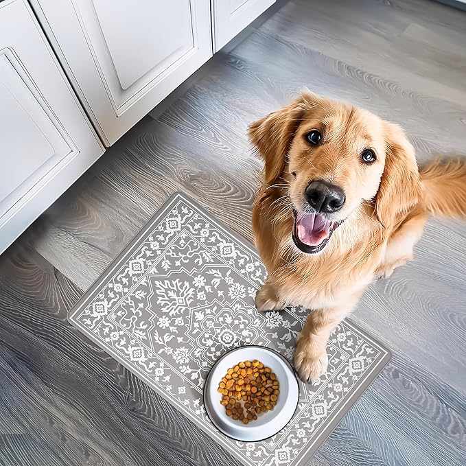 NALALAS Large Dog Mat for Food and Water, Cat Feeding Mat | Large Waterproof Dog Bowl Mat | Non-Slip Pet Food Mat for Floors | Pet Mats for Food and Water | Easy to Clean