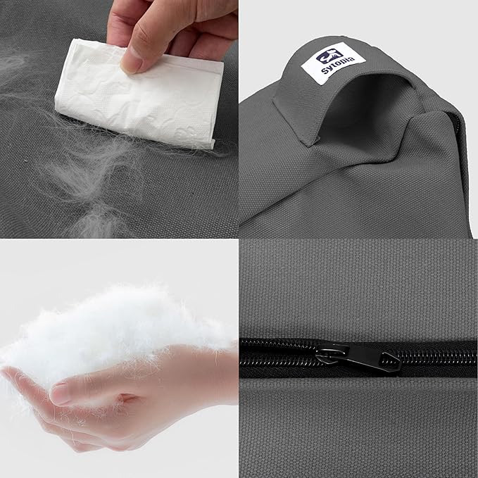 Sytopia 36-Inch Canvas Outdoor Dog Bed, Washable & Waterproof with Chew-Resistant Removable Cover, Ideal for Large & Medium Dogs for Indoor, Outdoor, Crate, or Patio Use (Dark Grey)