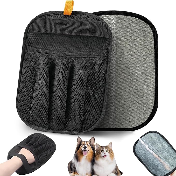 Pet Hair Removal Glove for Cats & Dogs, Upgraded Five-Finger Electrostatic Pet Hair Gloves, Laundry, Couch, Carpet, Car Seat for Reusable Magic Brush Pet Hair Remover Tool