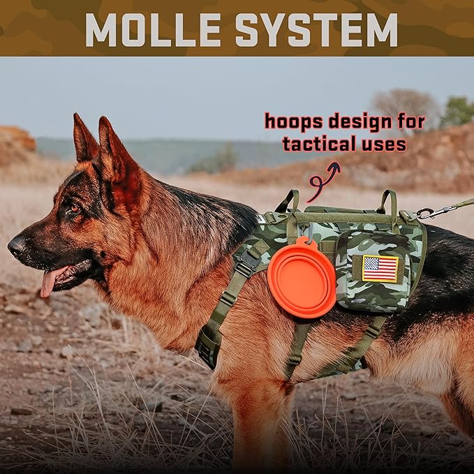 Forestpaw Dog Harness Medium Sized,Tactical Dog Harness with Handle,No Pull Military Style Service Dog Vest with Pockets Adjustable for Medium Large Dogs,Camouflage Green,Chest 19.5-41.5"