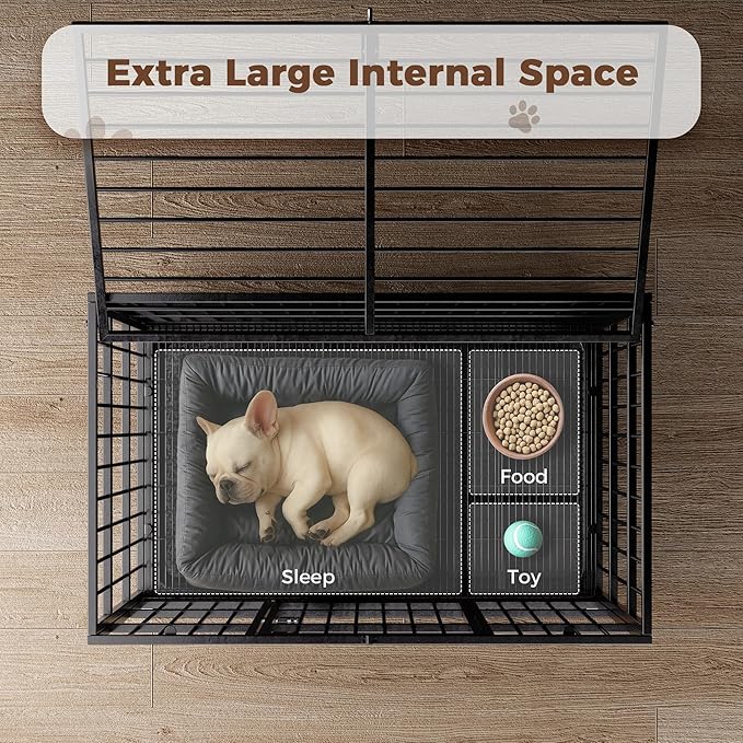 38" Heavy Duty Dog Crates for Small Dogs, Escape Proof, Upgraded 4 Lockable Wheels, Removable Door, Dog Kennel Indoor, Max Load 300Lbs, Easy to Clean, Medium Dog Crate for High Anxiety Dogs