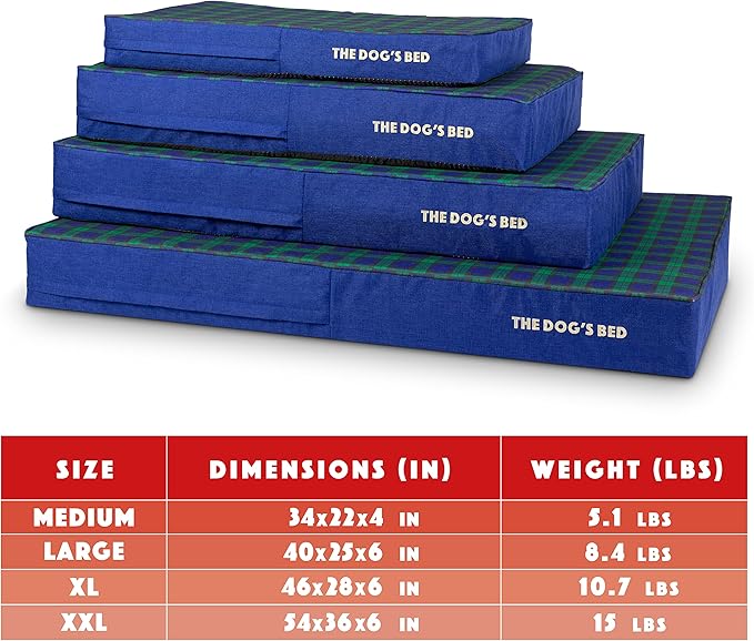 The Dog’s Bed Orthopedic Memory Foam Dog Bed, XXL Black Watch Tartan, Pain Relief for Arthritis, Hip & Elbow Dysplasia, Post Surgery, Lameness, Supportive, Calming, Waterproof Washable Cover