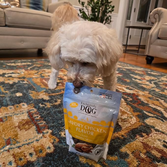 Exclusively Dog Chewy Training Treats Savory Chicken Flavor Grain Free Gluten Free, 100% sourced and Made in The USA, 6 oz.