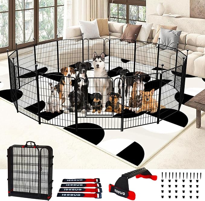 Dog Playpen Outdoor for Medium/Large Dogs 36'' High, Heavy Duty Dog Playpen with Rustproof and Sturdy Stakes, 3ft Dog Fence for RV Camping(12 Panels)