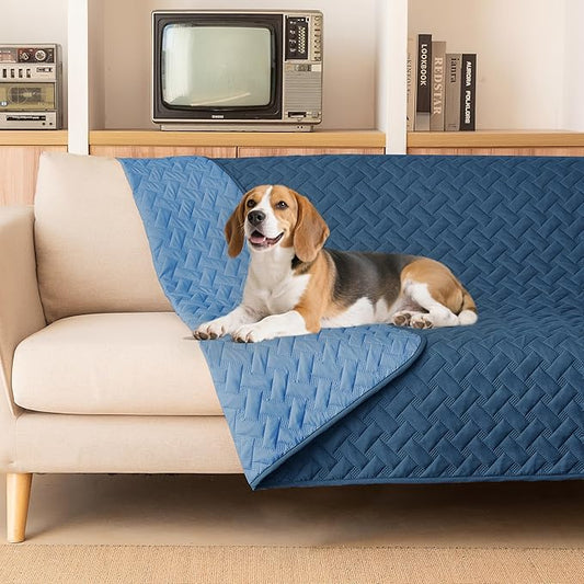 gogobunny 100% Double Sided Waterproof Dog Blanket Soft Pet Bed Cover Reversible Protect Furniture Couch Sofa Car for Puppy Cat Kids (Dark Blue/Light Blue, 52x82 Inch (Pack of 1))