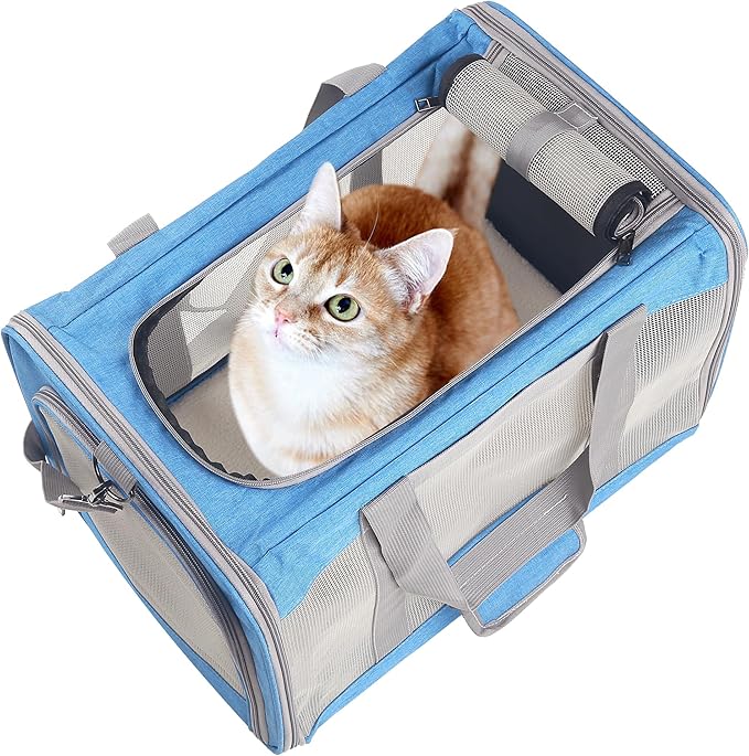 ATVobi Portable Cat Carrier for Small to Large Cats - Soft, Airline Approved, Blue