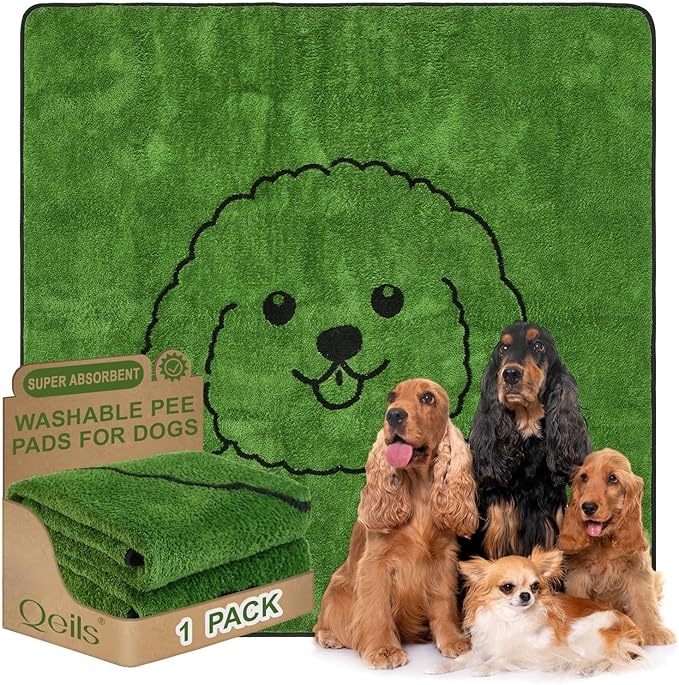 Qeils Reusable Puppy Pads, Extra Large Washable Pee Pads for Dogs Durable Absorbent Leakproof Dog Training Pads for Floor,Couch, Bed, Non-Slip Wee Wee Pads Potty Pads 72"x72"