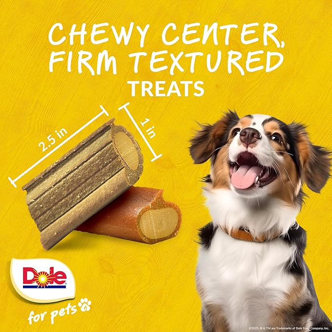 Dole for Pets Freshly Fetched Dog Chews, Assorted Banana & Pumpkin Flavor Dog Treats, 7oz | Flavored with Real Veggies, No Wheat, Corn, Soy, Artificial Flavors, Colors, or Preservatives