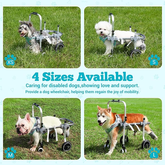 Dog Wheelchair for Back Legs，Adjustable Pets Cart Mobility Aids for Little Pets,Chest & Thigh Support,Suitable Small Medium Dogs (Two Rounds, M)