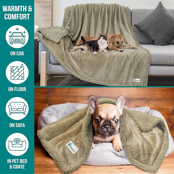 PetAmi Dog Blanket for Medium Large Dogs, Pet Bed Blanket Cat Puppy Kitten, Fleece Furniture Couch Cover Protector Sofa Car, Soft Sherpa Dog Throw Plush Reversible Washable, 40x60 Solid Taupe