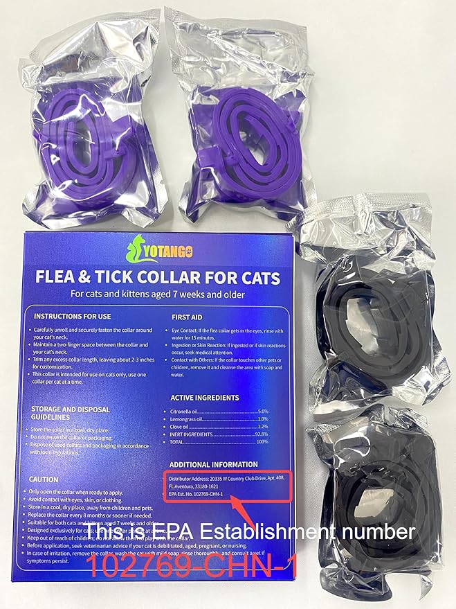 4 Pack Flea Collar for Cats, 32 Months Flea and Tick Prevention for Cat, Waterproof Natural Cat Fleas and Ticks Treatment, Adjustable Fleas and Ticks Collar for Cats Kittens(Black & Purple)