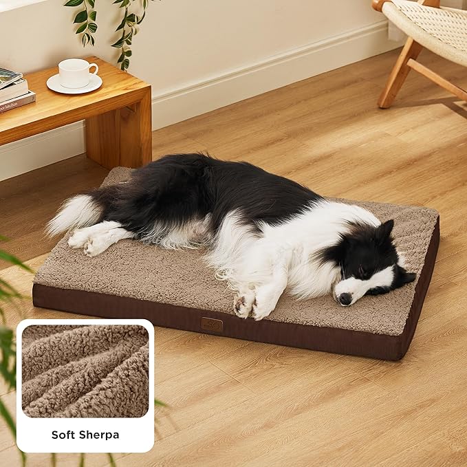 Bedsure Dog Beds Large Sized Dog - Orthopedic Flat Pet Beds with Removable Washable Cover, Egg Crate Foam Puppy Mat, Suitable for Pet Up to 65 lbs